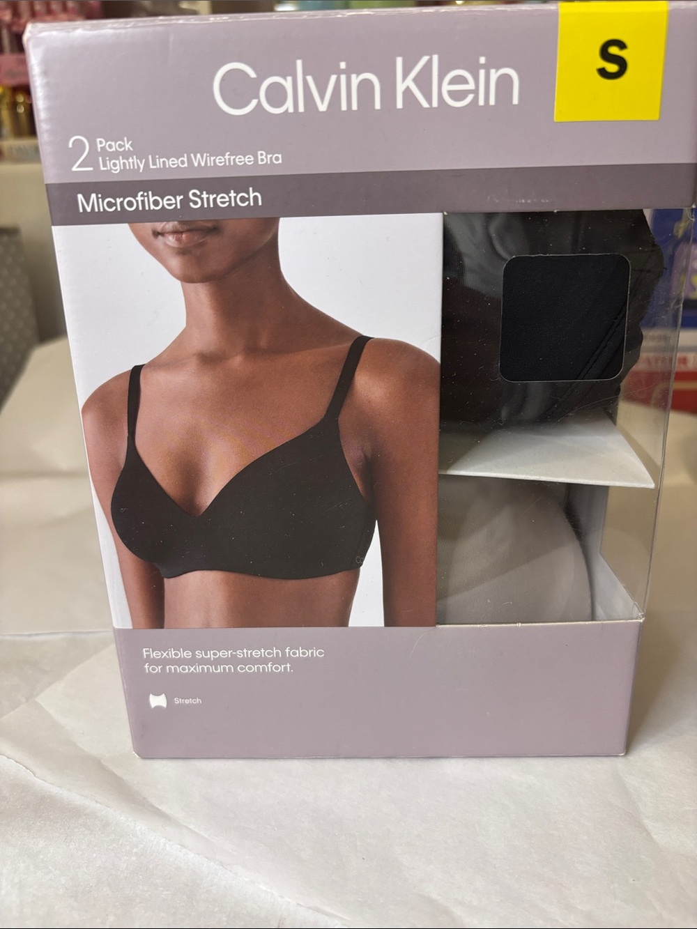 Calvin Klein Microfiber Stretch 2-Pack Wirefree Bras in Black and Nude